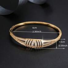 1pc Luxury Fashion Personalized Zirconia Stone Inlaid Bracelet, Elegant For Daily Wear And Dates
