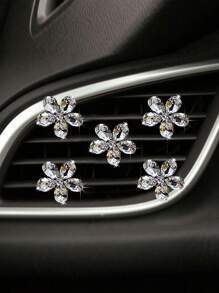 5 piezas de clips de decoración para ventilación de aire de coche con cristales rosas/blancos, accesorios de decoración interior de auto