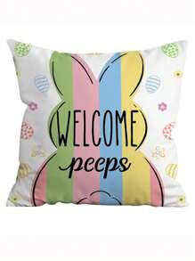 1 st/4 st Paashaas Kussenhoezen - Vakantie Zacht & Speels Ontwerp, 100% Polyester, Rits, Machinewasbaar, 18x18 Inch - Ideaal Voor Bank, Slaapkamer, Woonkamer Decor, Geen Inzetstuk, Schattig Kussen