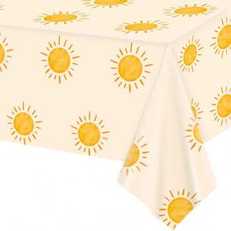 1/3 piezas Aquí viene el Hijo Decoración para la ducha Mantel, Manteles desechables de plástico bohemio para mesas rectangulares, Decoraciones de fiesta de cumpleaños del primer viaje alrededor del sol, Manteles con tema de sol para mesa