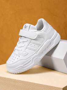 男女通用儿童白色运动鞋 儿童帆布鞋 学生休闲运动鞋 户外活动白色运动鞋 防滑跑鞋 适合所有季节