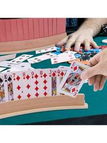 1pc,The Latest Version In 2024,Wooden Playing Card Base Solid Wood Playing Card Bracket Display Stand Wooden Crafts,Hands-Free Card Holder For Easy And Comfortable Play,Adult Party Games Suitable For Halloween/Christmas/Thanksgiving