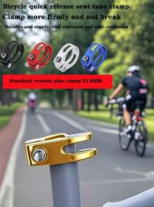 1pc Bike Seatpost Clamp 31.8mm Hollow Seat Tube Clip, Aluminum Alloy Bicycle Seat Tube Clamp, For Mountain Bike - Multicolor - View 1