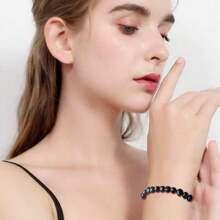 1PC AAA Grade Black Freshwater Pearl Adjustable Bracelet - 5-6mm Beads, Stretch Fit For Women, Ideal Birthday Or Christmas Gift - Black - View 2