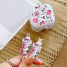 3pcs/Set Cartoon Doodle Strawberry Apple Cable Protector Sleeves, Compatible With IPhone, Suitable For 20w Charging Adapter, Prevent Breakage