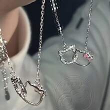 Sanrio Sanrio Vintage Kitty Double Layer Cartoon Necklace, Suitable For Daily Wear, Gift For Friends And Family