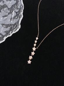 1pc Elegant Five Pointed Star Full Zirconia Chain Necklace Ladies Jewelry For Women S925 Sterling Silver Clavicle Necklace Fine Jewelry Gifts For Girls Daily Life Dating Decor - Style 1 - View 2
