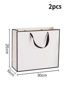 1pc/2pcs White Card Paper Bags, Gift Bags, White Paper Shopping Bags For Clothing Stores, Jewelry And Beauty Packaging, Large Size Gift Wrapping Paper Bags