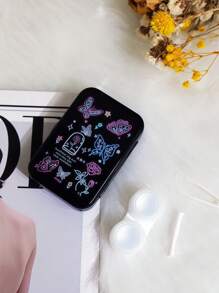 XIANG YU 三合一甜美清新蝴蝶形隐形眼镜盒，带拆卸工具，便携式防漏隐形眼镜盒套装，非常适合旅行和家庭护理盒容器浸泡和储存套件眼部隐形眼镜眼部彩色隐形眼镜化妆