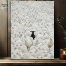 白羊座黑羊帆布艺术画，现代装饰墙画，无框墙画，适用于卧室、客厅、家庭办公室、教室、酒店 - 室内艺术 - 彩色 - 查看 11