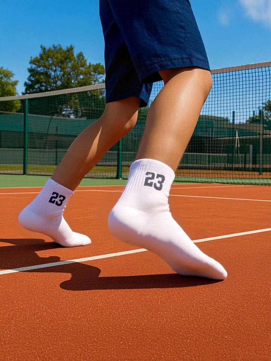 10-Pairs Breathable And High-Stretch White Kids Socks With Number 23 Design - Comfortable Children's Sport Socks For Ages 1-14 - Multicolor - View 1