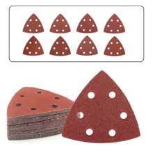 93mm Triangle Hook & Loop 6 - Hole Dust - Free Sanding Pads: Ideal For Detail Sanders & Multi - Tool Plates, 160 Pcs In Total - Red - View 1