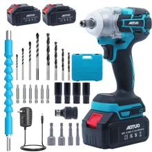 21V Compact Wireless Impact Wrench Set, 258ft LBS Torque, Includes Drilling Kit And Carrying Case, Includes Lithium-Ion Battery And Charger, 0.87-Inch Sleeve, Suitable For Home Repairs, Perfect For DIY And Small Car Tire Work - Blue - View 1