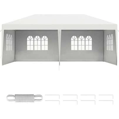 JOIEYOU 3x3m Partyzelt aus Polyester Plane Garten Pavillon mit Fenster, Sichtschutz Seitenwände & Erdhaken Outdoor Festzelt Sonnenschutz Gartenlauben für Garten Camping Markt