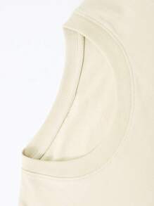 (220g Pure Cotton T-Shirt) Men's Summer Round Neck Short Sleeved Casual Pure Cotton Print  DON'T GO BROKE TRYING TO LOOK RICH - 杏色 - 查看 2