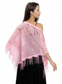 1pc Women Solid Color Crochet Lace Flower Triangular Scarf, Fashion Versatile Shawl, Breathable Sunscreen Headwrap For Dress - Flower Triangle Scarf - View 5