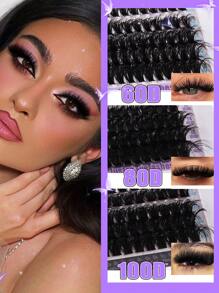 300 Stücke DIY Büschel Wimpernverlängerung, Wimpernverlängerungsset, D-Krause Wimpernverlängerungsset, 60D + 80D +100D schwarze einzelne Büschel Wimpernverlängerung 280 Paar, 9-16mm gemischte DIY Einzelbüschel Wimpernverlängerung für den Heimgebrauch - Schwarz - Übersicht 8