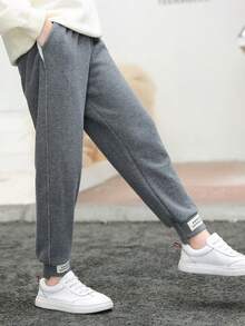 Pantalones deportivos holgados de color liso versátiles, pantalones casuales sueltos para niñas y niños bebés, pantalones de estilo coreano, pantalones de niña joven