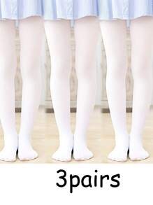 3pcs Kids Stirrup Tights, Dance Pantyhose, Stirrup Leggings