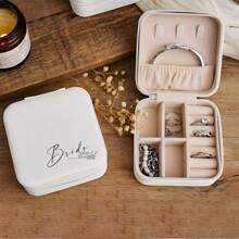 1pc Customized Birthday Flower & Name Women's Jewelry Box, Fashionable Personalized Leather Jewelry Organizer, Perfect Gift For Mother, Girlfriend, Anniversary, Mother's Day - Multicolor - View 4