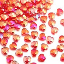 24pcs 8mm Iridescent Glass Crystal Heart-Shaped Beads, Faceted Heart Loose Beads For Necklace, Bracelet, DIY Jewelry Craft, Clothing And Gift Accessory