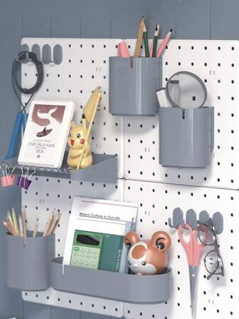 1pc Multi Functional Organizing Desktop, Dormitory Wall, Perforated Board, Storage Display Rack, No Drilling Required, Home Wall, Kitchen, Bathroom