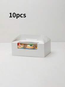 5个/10个装透明展示窗纸杯蛋糕盒，带提手，甜点盒，糕点包装盒，适用于生日、派对、婚礼及生日用品、家居及派对装饰 - 紙本 - 查看 14