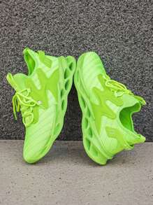 Zapatillas deportivas de hombre de suela de cuchilla, resistentes al desgaste y transpirables, de gran tamaño, de estilo casual y versátil, de punta redonda, en color verde, adecuadas para el verano, uso casual, actividades al aire libre, vacaciones, regalos de graduación y accesorios de vestir de cumpleaños