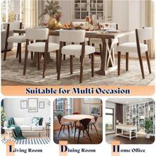 Set Of 2 Mid-Century Modern Upholstered Dining Chairs With Curved Backrest, Sharpa Fabric And Pine Wood Legs For Kitchen And Dining Room - White - View 4