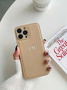 1pc Personalized Phone Case, Compatible With IPhone 16, 15, 14, 13, 12 And 11 Pro Max, Featuring Luxury 3D Silver Hot Pressing Craft And Faux Leather Shock-Absorbing Design, An Ideal Gift Choice