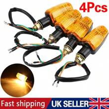 4 PCS Universal Motorcycle Motorbike Turn Signal Indicators Light Lamp Amber UK - Black - View 5