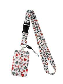 1pc ID Badge Holder Lanyard, Hard Card Case For Office Work Pass ID Card, Double-Sided Transparent Student/Doctor ID Card Holder With Keychain, Gift For Teachers, Doctors Car Accessories Bag Charm School Letter