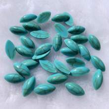 50 piezas de Piedras de resina de turquesa de forma de hoja y ojo de caballo de 7*15 mm con Rhinestones vintage para vestidos de boda