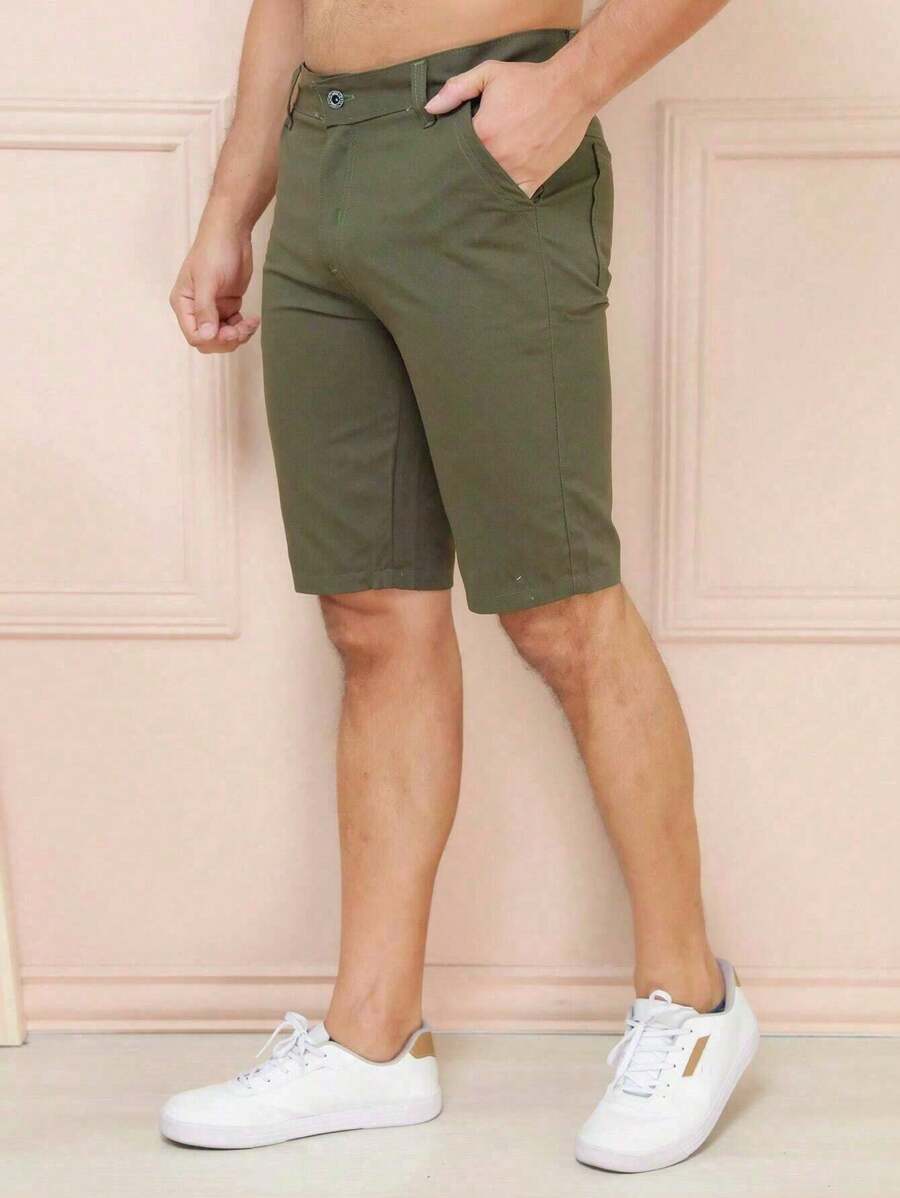 Bermuda Shorts Twill Colored Jeans Premium Men's Plain - 綠色 - 查看 1