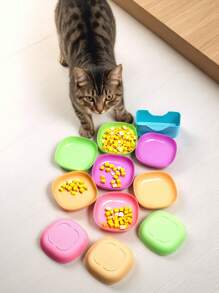 1 Set (10 piezas de color aleatorio) Cuencos de plástico de color caramelo como regalo para amantes de gatos/perros y mamás de gatos/perros. Cuencos de comida para amantes de gatos/perros y mamás de gatos/perros, pequeños artículos para alimentación de mascotas.