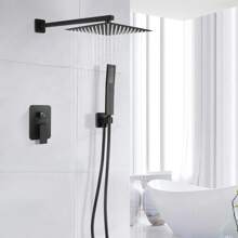 Black Concealed Shower System Set - Luxury Bathroom Rain Shower Combo With 10-Inch Head, Valve Body And Handheld Spray - Black - View 7