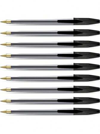 Pack Of 10/20/50 Black Biro Ballpoint Pens - Medium Tip For Fluent, Smooth Writing - Professional Quality Pens For Home, Office, And School Use Back To School