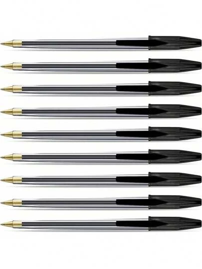 Pack Of 10/20/50 Black Biro Ballpoint Pens - Medium Tip For Fluent, Smooth Writing - Professional Quality Pens For Home, Office, And School Use Back To School