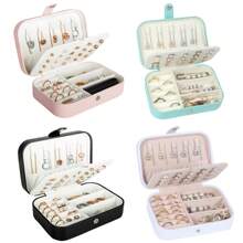 Travel Jewelry Box, PU Leather Small Jewelry Organizer For Women Girls, Portable Mini Travel Case Display Storage Holder Boxes For Stud Earrings, Rings, Necklaces, Bracelets