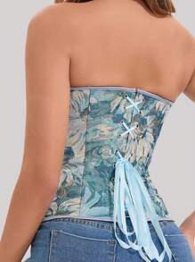 1 Stück Damen Korsett Top mit Nieten, Stickerei und Spitzenbesatz, Schlankheitskorsett Aktivbekleidung Weste