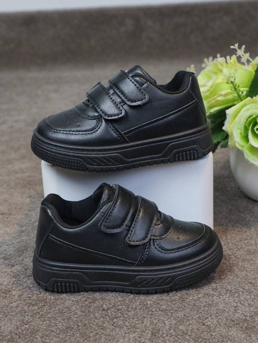 1 Pair Infant/Toddler Versatile New Soft Bottom Fashion Casual Thick Sole Sneakers, Suitable For Outdoor, School, Party, Vacation, All Seasons - Black - View 1