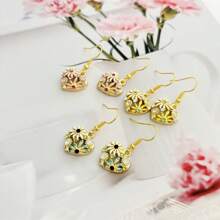1 pieza Pendientes colgantes con forma de corazón y flor hueca, joyería de la serie del amor