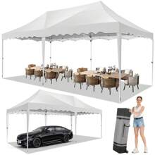 CAROMA Carpas cenadores 3x6 Carpa para fiestas estable e impermeable plegable, carpa plegable con 6 paredes laterales, bolsa enrollable y 4 bolsas de, fácil montaje para bodas, negocios, fiestas, protección UV50+, color negro