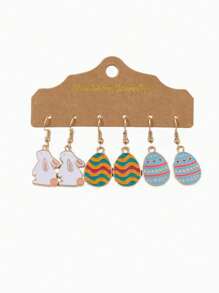 1 Pair Of Cute Handicrafts Vintage Style Easter Bunny Easter Egg Earrings Holiday Gift Selection