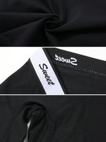 4 Pack Black Cotton High Waist Long-Leg Boyshorts Women's Briefs - 黑色 - 查看 4