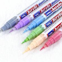 Set de 12piezas/24piezas Marcadores acrílicos de punta suave de presión, apilables, de secado rápido y opacos, adecuados para pintura en rocas, lienzos, madera, vidrio, gesso, cerámica, telas, plásticos, huevos, scrapbooking, kit de suministros de pintura artística