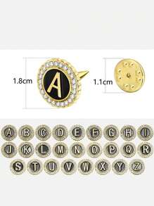 26 piezas Broche con inicial de la A a la Z, pasadores de oro/plata, adecuados para trajes, corbatas, sombreros, unisex, ideal como regalo de cumpleaños, aniversario, días festivos para familia, amigos y colegas - Multicolor - Ver 2