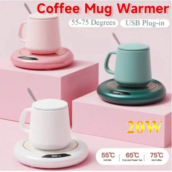 Set cadou USB Office Home Încălzire electrică inteligentă Coaster termotatic din ceramică cu apă Încălzitor de cani de cafea