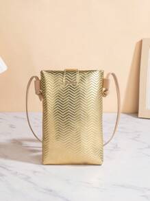 Bolso de mujer cartera monedero con diseño de patrón de cocodrilo en piel de poliuretano dorado, sencillo y de moda. Puede usarse de hombro o cruzado, con hebilla antirrobo, muy adecuado para viajes, festivales. Cartera, monedero y bolsa para teléfono.