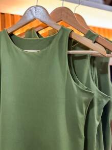 Women's Tank Top Double Suplex Basic Elegant Fashion Blogger - Army Green - View 2